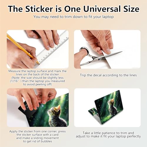Laptop Skin Sticker Decal 15.6 Inch,12 13 13.3 14 15 15.6 in Laptop Netbook Skins for Notebook,Art Decal Removable Waterproof Scratch Resistant,Universal Vinyl Cover,Green Glitter Cat - color: Green Glitter Cat