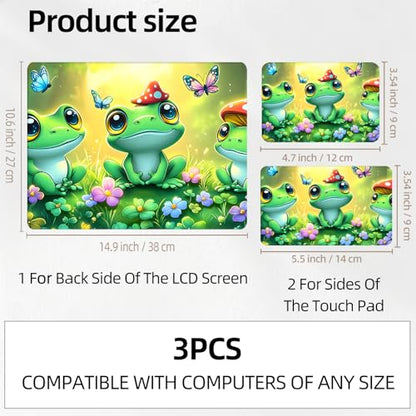 Happy Frogs in Flower Pond Universal Laptop Skin Sticker 3PCS, Protective Decal Trim-to-Fit 11.6" 13.3" 14" 15.6" Laptop Vinyl Cover, Removable Anti-Scratch Computer Decal Protector - color: Happy Frogs In Flower Pond