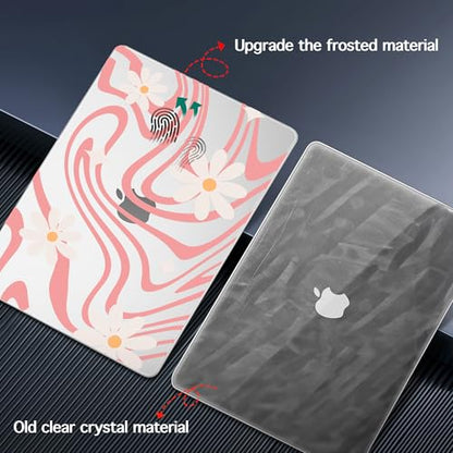 for 2026 MacBook Air 13-inch Laptop Case M5 2026 M4 2025 M3 2024 M2 2022 Release Model A3449 A3240 A3113 A2681, Hard Shell Cover for MacBook Air 13.6 inch, Wavy Swirl Groovy Daisy - color: Wavy Swirl Groovy daisy