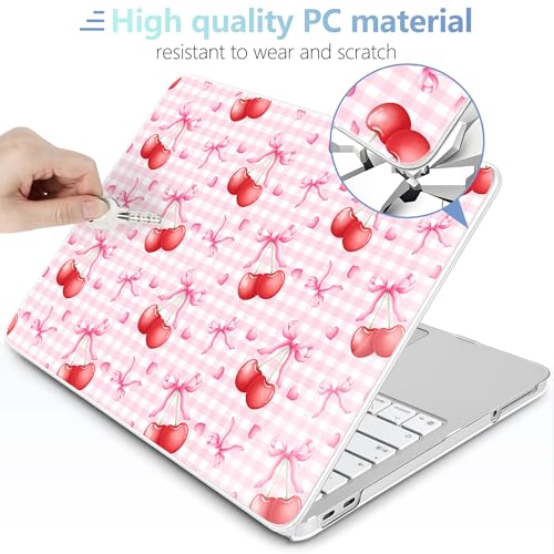 MEEgoodo Printed Case for New MacBook Neo 13 inch 2026 Release(Fit Model A3404), Laptop Hard Shell Cases with Keyboard Skin & Screen Protector & Webcam Covers, Cherry Bow Pattern - color: Cherry Bow Pattern