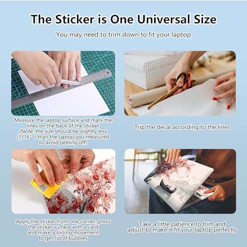 Universal Laptop Skin Sticker with 2 Wrist Pad Skins, Waterproof Scratch Resistant Vinyl Laptop Cover Decal, Cut to Fit for 11–15.6 Inch MacBook HP Dell Lenovo, Ink Painting - color: Ink Painting