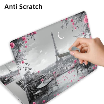 Aesthetic Laptop Skin Cover,12-15.6 Inch Universal Vinyl Sticker Decal,Waterproof Scratch-Resistant Notebook Wrap,Removable Residue-Free Protector,Paris Roses Eiffel Tower - color: Paris Roses Eiffel Tower