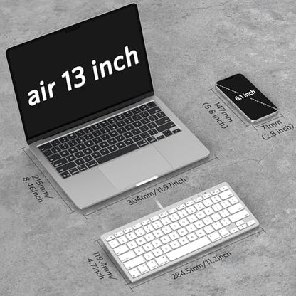 OMOTON Wired Keyboard for Mac, Compact 78-Key, USB-C/A Plug & Play, White | Stable Wired Connection, Compatible with MacBook Pro/Air/Neo, iMac, Mac Mini & Mac Pro – Desk Work, Home, School & Office