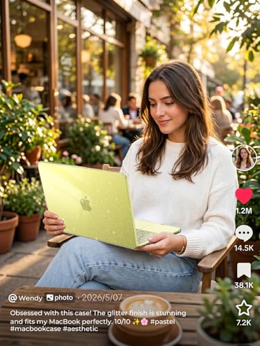 EooCoo for MacBook Neo Case 13 inch 2026, 100% Match Color, Sparkly Citrus | Lightweight, Protective Hard Shell Case & Keyboard Cover & Screen Film, Model A3404 with A18 Pro Chip - color: Sparkly Citrus