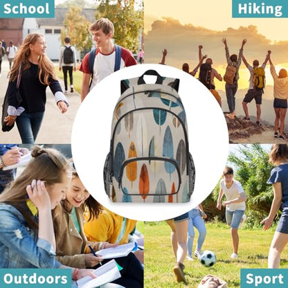 Ethnic Feathers Large Backpack for Women and Men Waterproof Travel Laptop Backpack Lightweight Business Work Daypack Fits 17 Inch Computer - color: Multicolor 5