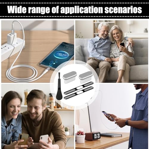 USB C Plug Cover Soft Protector Cleaner Set Electronic Device | Precise Anti Dust Kit for Phone Home Outdoor Offices Desk Car - color: Silver