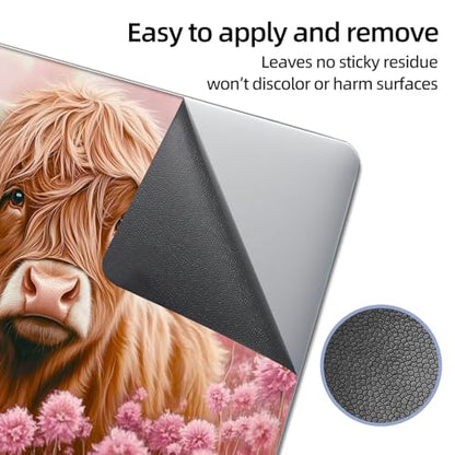 Universal Laptop Skin Sticker Decal, 12"-15.6" Aesthetic Vinyl Wrap, Highland Cow Pink Flowers Waterproof Notebook Cover Art Protector for MacBook HP Dell Lenovo, Fits 13" 14" 15" 15.6" - color: Highland Cow Pink Flowers