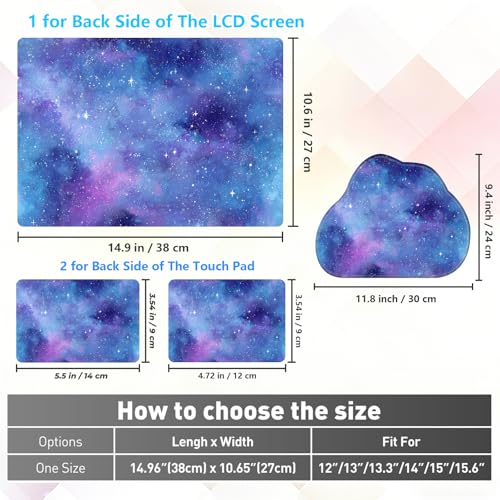 Laptop Skin Sticker Decal 15-15.6 Inch with Cute Mouse Pad, Universal Reusable Vinyl Sticker for 12.1 13 13.3 14 15.4 Inch Netbook and Notebook PC, Purple Galaxy - color: Purple Galaxy