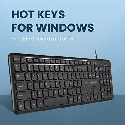 Perixx PERIBOARD-210C Wired Full-Size USB C Keyboard with Quiet Scissor Keys - Compatible with Windows, macOS, and Android Tablet and Laptops - Black - US English - style: Classic