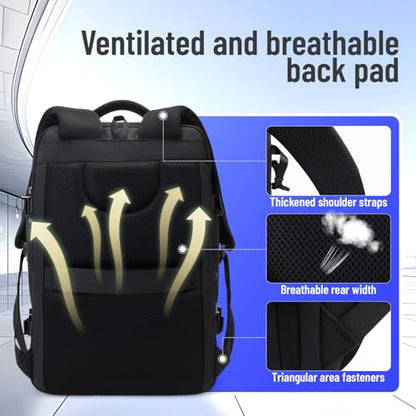 JODEBES 35L-50L Expandable Business Laptop Backpack, Waterproof - Black | Fits 17" Laptop, Daypack with Breathable Back Panel for Men & Women, TSA Carry On Bag for Travel & Work Commuting - color: 6940w-black
