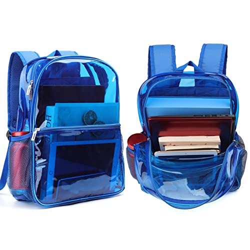 Clear Backpack Heavy Duty TPU Transparent Backpack for Sports,Work,Security Travel. - color: Blue