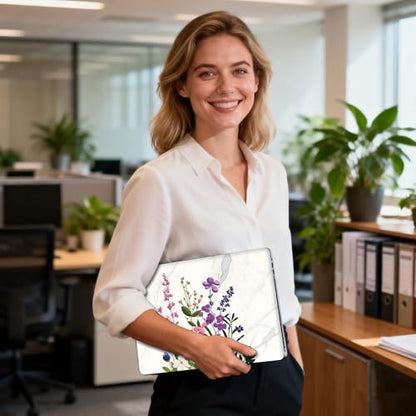Universal Laptop Skin Sticker Decal for 11.6”12" 13" 13.3" 14" 15" 15.4" 15.6" Reusable Waterproof Scratch-Scratch Resistant Protective Vinyl Laptop Notebook Skin Stickers - Marble Flower - color: Marble Flower