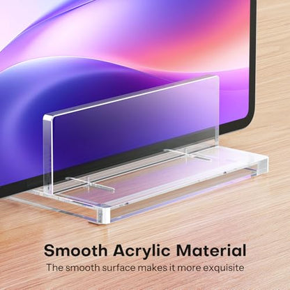 OMOTON Vertical Laptop Stand, Acrylic Single Holder for MacBook Gaming | Adjustable Width 0.87-2.24", Clear Acrylic Single Slot Stand for Desk, Compatible with MacBook Pro/Air HP Gaming up to 17" - size: Single-Clear