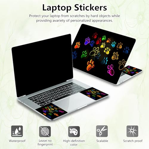 Laptop Skin Sticker Decal, Universal Reusable Vinyl Laptop Cover for 12" 13" 13.3" 14" 15" 15.4" 15.6" Notebook PC, Waterproof Scratch-Resistant with 2 Wrist Pads, Easy to Apply & Remove,Dog's Paw - color: Dog's Paw