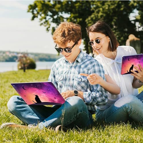 Universal Laptop Skin Sticker with 2 Wrist Pad Skins, Waterproof Scratch Resistant Vinyl Laptop Cover Decal, Cut to Fit for 11–15.6 Inch MacBook HP Dell Lenovo, Cat Purple Sky - color: Cat Purple Sky