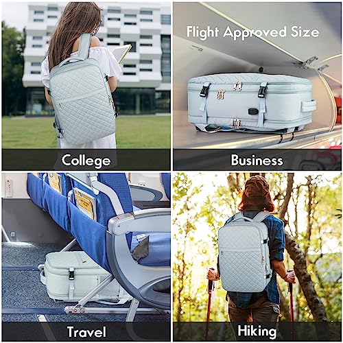 Large Travel Backpack Women, Flight Approved Carry On Backpack, Water Resistant Anti-Theft Large Casual Daypack Fit 17 Inch Laptop with USB Charging Port, Blue - color: Blue, size: 17.3 inch