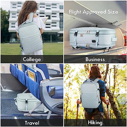 Large Travel Backpack Women, Flight Approved Carry On Backpack, Water Resistant Anti-Theft Large Casual Daypack Fit 17 Inch Laptop with USB Charging Port, Blue - color: Blue, size: 17.3 inch