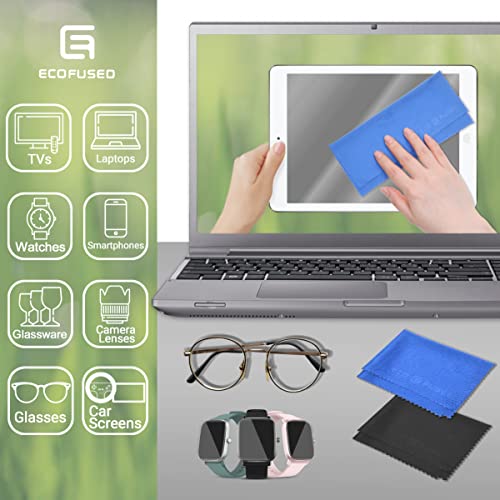 Eco-Fused Blue/Black Microfiber Cloth - 6x7 Inch - 12 Pack - Glasses & Lens Cleaning - color: Blue/Black (12 Pack)