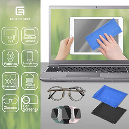 Eco-Fused Blue/Black Microfiber Cloth - 6x7 Inch - 12 Pack - Glasses & Lens Cleaning - color: Blue/Black (12 Pack)