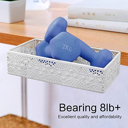 Under Desk Drawer, Clamp on Desk Organizer Under Table Hanging Desk Storage | 2PCS under desk organizer: clamp on desk drawer, under desk basket, hanging desk storage, clamp on undertable shelf, no-drill - size: White 2 Pack