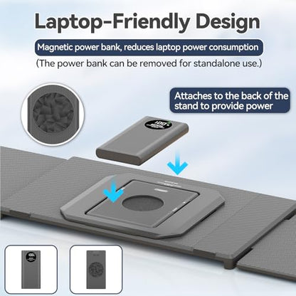 KEFEYA 15.6" Laptop Screen Extender, 1 Cable Connect, Triple Laptop Monitor Extender with Magnetic Power Bank, 1080P FHD Monitor for Laptop, Compatible with Mac, Windows, Android for 13-17" Laptops