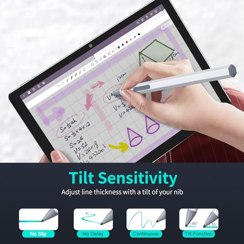 Stylus for Transformer/Mini/Zenbook Flip/Pro/Vivobook Flip/Pro/Duo/Notebook | Rechargeable MPP 2.0 Tilt Pen, 4096 Pressure Sensitivity, Hexagonal Body Design, Silver - color: Silver