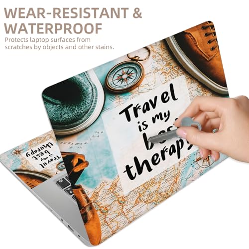 Universal Laptop Skin Sticker for 12/13/14/15.6 Inch Laptops, Reusable Vinyl Laptop Decal Cover, Waterproof Scratch Resistant Notebook Skin with 2 Wrist Pads,Fun Travel Map - color: Fun Travel Map