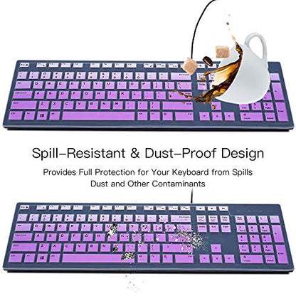Keyboard Cover for KB216 Wired & Dell KM636 Wireless Keyboard/Dell Optiplex 5250 3050 3240 5460 7450 7050/ Dell Inspiron AIO 3475/3670/3477 All-in one Desktop Keyboard Skin, Ombre Pinkish Purple - color: Ombre Pinkish Purple