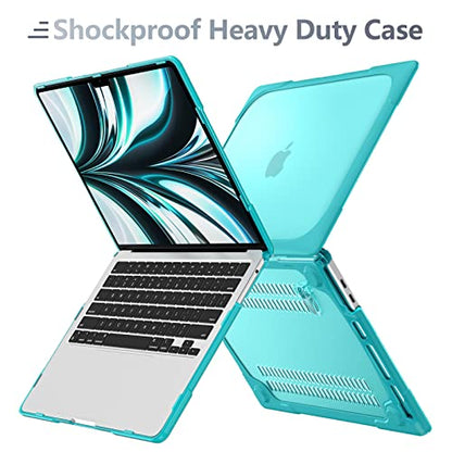 Batianda Heavy Duty Case for MacBook Pro 13 inch 2022 2020, Light Blue | Ergonomic Foldable Stand Holds 22 lbs, Shockproof Bumper, Matte Translucent Hard Shell, Fits M1/M2 A2338/A2251/A2289 Model - color: Mint Green