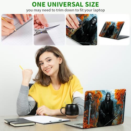 Laptop Skin Sticker Decal, Universal Protective Cover Fit 12 13 14 15.6 Inch Notebook, Reusable Water-Resistant Vinyl Decal w/ 2 Wrist Pads for Business Travel Office, Maple Skull - color: Maple Skull