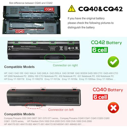 593553-001 593554-001 MU06 MU09 Extended Laptop battery for HP Pavilion G6 G7 G62 G72 G4 / 2000 Notebook PC / DV6 DV7 DM4 / Compaq Presario CQ32 CQ42 CQ43 CQ56 CQ57 CQ62 CQ72[10.8V 5200mAh 6Cell]