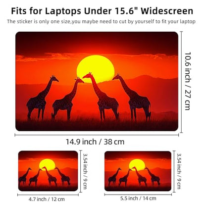 Aesthetic Laptop Skin Cover,12-15.6 Inch Universal Vinyl Sticker Decal,Waterproof Scratch-Resistant Notebook Wrap,Removable Residue-Free Protector,Giraffe Sunset Safari - color: Giraffe Sunset Safari