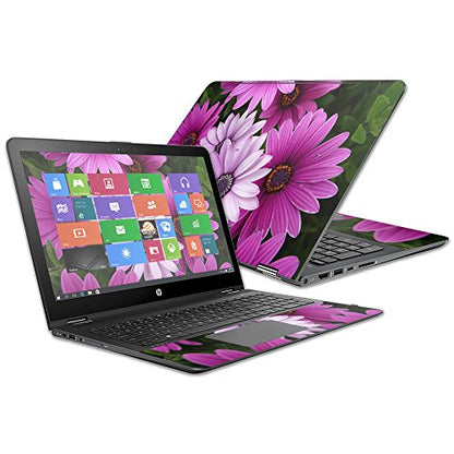 Mightyskins Skin Compatible with Hp Envy X360 15z 15" (2016) - Purple Flowers | Protective, Durable, and Unique Vinyl Decal Wrap Cover | Easy to Apply, Remove, and Change Styles | Made in The USA - color: Purple Flowers