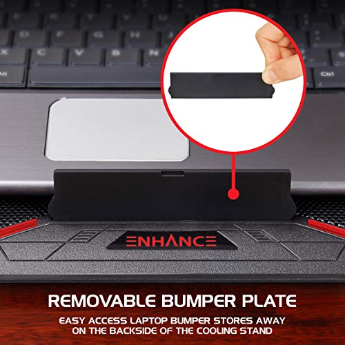 Enhance Cryogen Gaming Laptop Cooling Pad - Fits 17 in. Computer, PS4 - Adjustable Laptop Cooling Stand with 5 Quiet Cooler Fans, 2 USB Ports and LED Lighting - Slim Portable Design 2500 RPM (Red) - color: Red