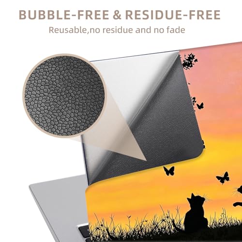 Universal Laptop Skin Sticker for 12/13/14/15.6 Inch Laptops, Reusable Vinyl Laptop Decal Cover, Waterproof Scratch Resistant Notebook Skin with 2 Wrist Pads,Two Cats Butterflies - color: Two Cats Butterflies
