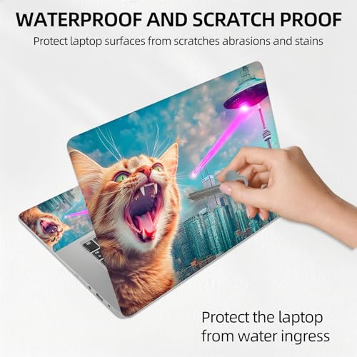 Laser Eye Space Cat Universal Laptop Skin Sticker 3PCS, Protective Decal Trim-to-Fit 11.6" 13.3" 14" 15.6" Laptop Vinyl Cover, Removable Anti-Scratch Computer Decal Protector - color: Laser Eye Space Cat