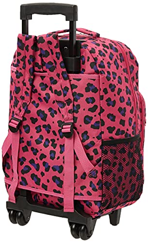 Rockland Double Handle 17" Rolling Backpack, Magenta Leopard - color: Magenta Leopard, size: One Size