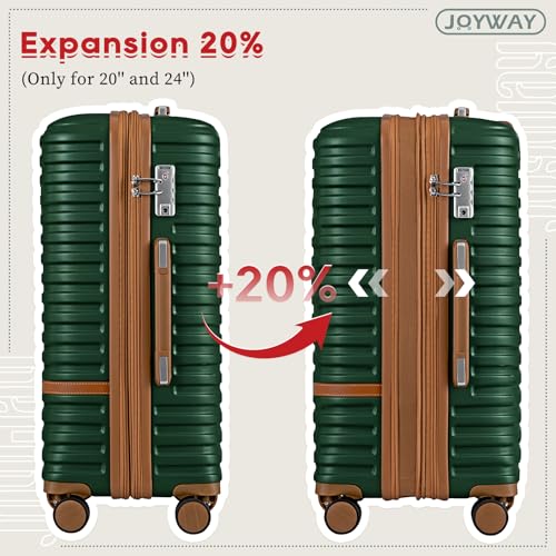 Joyway Expandable Carry on Luggage Sets Airline Approved, Lightweight Hard Shell 20 Inch Carry-on Suitcase with Spinner Wheels - color: Green, size: Carry on luggage