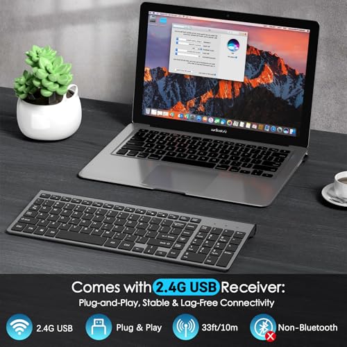 JOYACCESS Wireless Keyboard, 2.4G Slim and Compact Wireless Keyboard with Numeric Pad for Laptop, MacBook Air, Apple, Computer, PC(Black and Grey) - color: black grey