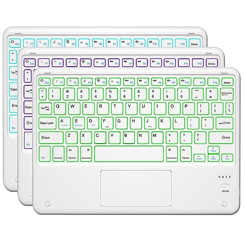 Bluetooth Keyboard, Slim 7 Colors Backlit Wireless Bluetooth Keyboard with Touchpad Built in Rechargeable Battery for iOS Android Windows Tablets PC Smartphone