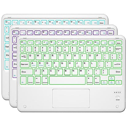 Bluetooth Keyboard, Slim 7 Colors Backlit Wireless Bluetooth Keyboard with Touchpad Built in Rechargeable Battery for iOS Android Windows Tablets PC Smartphone