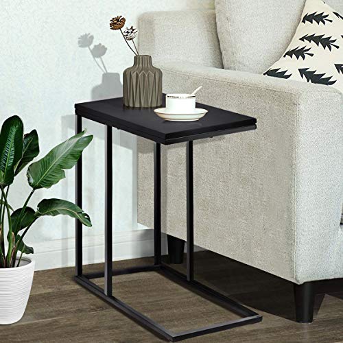 Tangkula Sofa Side End Table C Table Laptop Holder End Stand Desk Coffee Tray Side Table Notebook Tablet Beside Bed Sofa Portable Workstation (Black) - color: Black