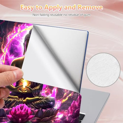 Laptop Skin Sticker Decal 12" 13" 13.3" 14" 15" 15.6",Waterproof Scratch Resistant Vinyl,Reusable Easy to Apply,for MacBook HP Dell Notebooks Netbooks Laptop,2 Wrist Pads,Buddha Statue Purple - color: Buddha Statue Purple