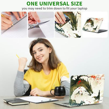 Laptop Skin Sticker Decal, Universal Protective Cover Fit 12 13 14 15.6 Inch Notebook, Reusable Water-Resistant Vinyl Decal w/ 2 Wrist Pads for Business Travel Office, Maple Dragon Man - color: Maple Dragon Man