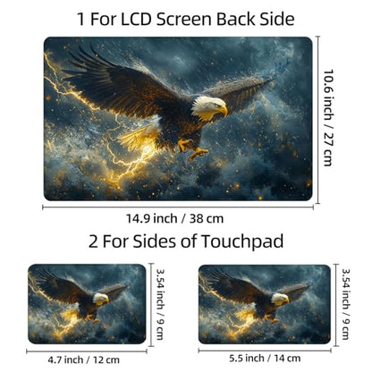 Universal Laptop Skin Sticker Decal, 12"-15.6" Aesthetic Vinyl Wrap, Golden Lightning Eagle Waterproof Notebook Cover Art Protector for MacBook HP Dell Lenovo, Fits 13" 14" 15" 15.6" - color: Golden Lightning Eagle
