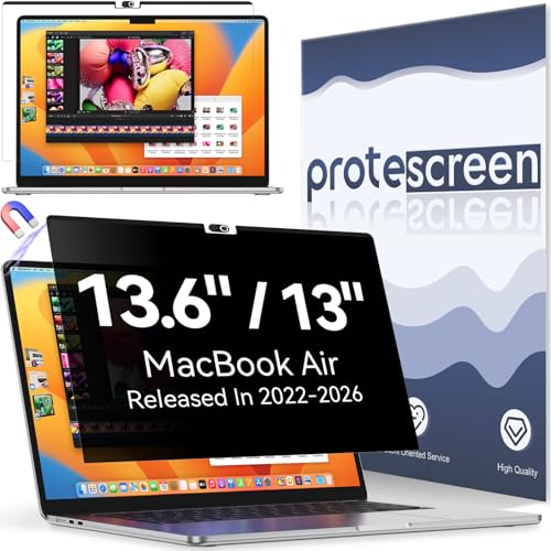 Magnetic Privacy Screen Protector Compatible with MacBook Air 13.6/13 Inch (2022-2026, M2, M3, M4, M5), Removable Anti Spy Blue Light Glare Shield Film Laptop Privacy Filter for Apple Mac 13.6In Computer - size: 13.6 inch MacBook