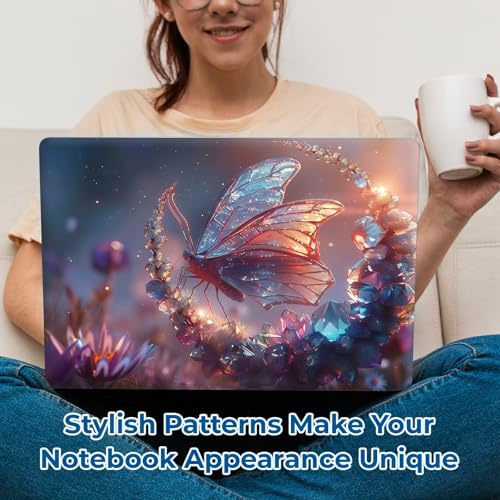 Reusable Universal Laptop Skin Sticker, Cut to Fit for 11.6–15.6 Inch Laptops, Waterproof Protective Film, No-Residue - Dream Crystal Butterfly - color: Dream Crystal Butterfly