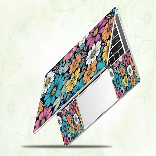 Laptop Skin Sticker Decal, Universal Reusable Vinyl Laptop Cover for 12" 13" 13.3" 14" 15" 15.4" 15.6" Notebook PC, Reusable Waterproof Scratch-Resistant with 2 Wrist Pads,Art Cute Flowers - color: Art Cute Flowers