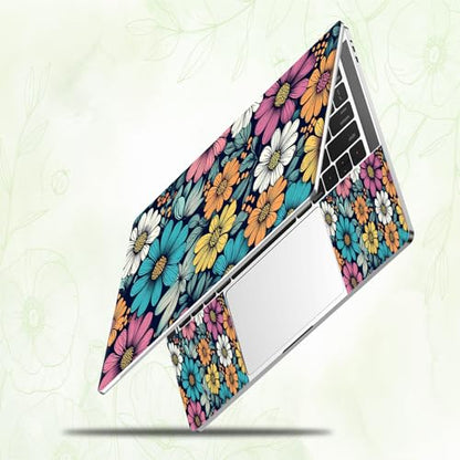 Laptop Skin Sticker Decal, Universal Reusable Vinyl Laptop Cover for 12" 13" 13.3" 14" 15" 15.4" 15.6" Notebook PC, Reusable Waterproof Scratch-Resistant with 2 Wrist Pads,Art Cute Flowers - color: Art Cute Flowers