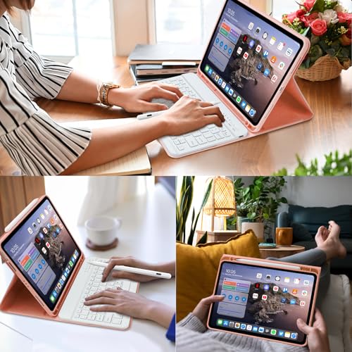 KBCASE for iPad Air 11 inch (M4/M3/M2) Case with Keyboard, Champagne | Keyboard Case for iPad Air 5th/Air 4th/Pro 11 2018, Detachable Wireless Keyboard, Pencil Holder - color: Light Champagne
